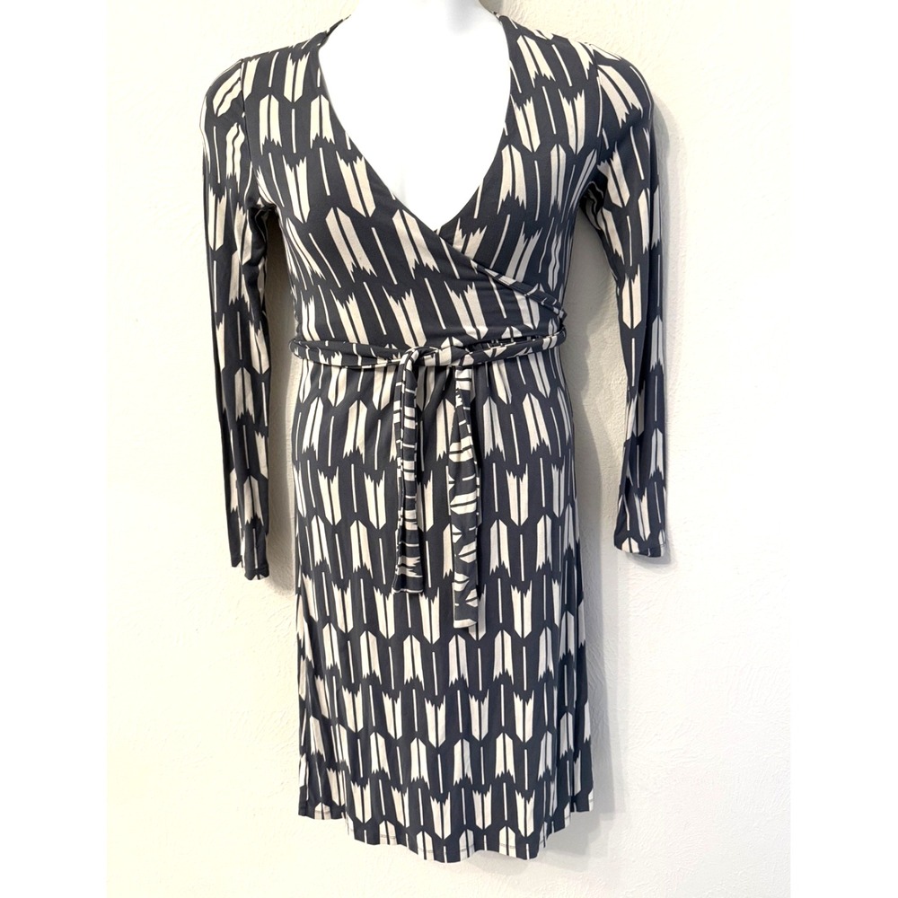 Boden Dress size 6 long sleeve wrap knee length gray office career teacher